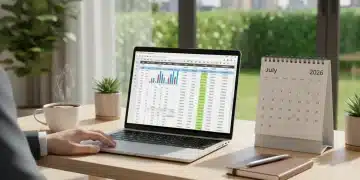 Person conducting a mid-year financial review on a laptop in July 2026