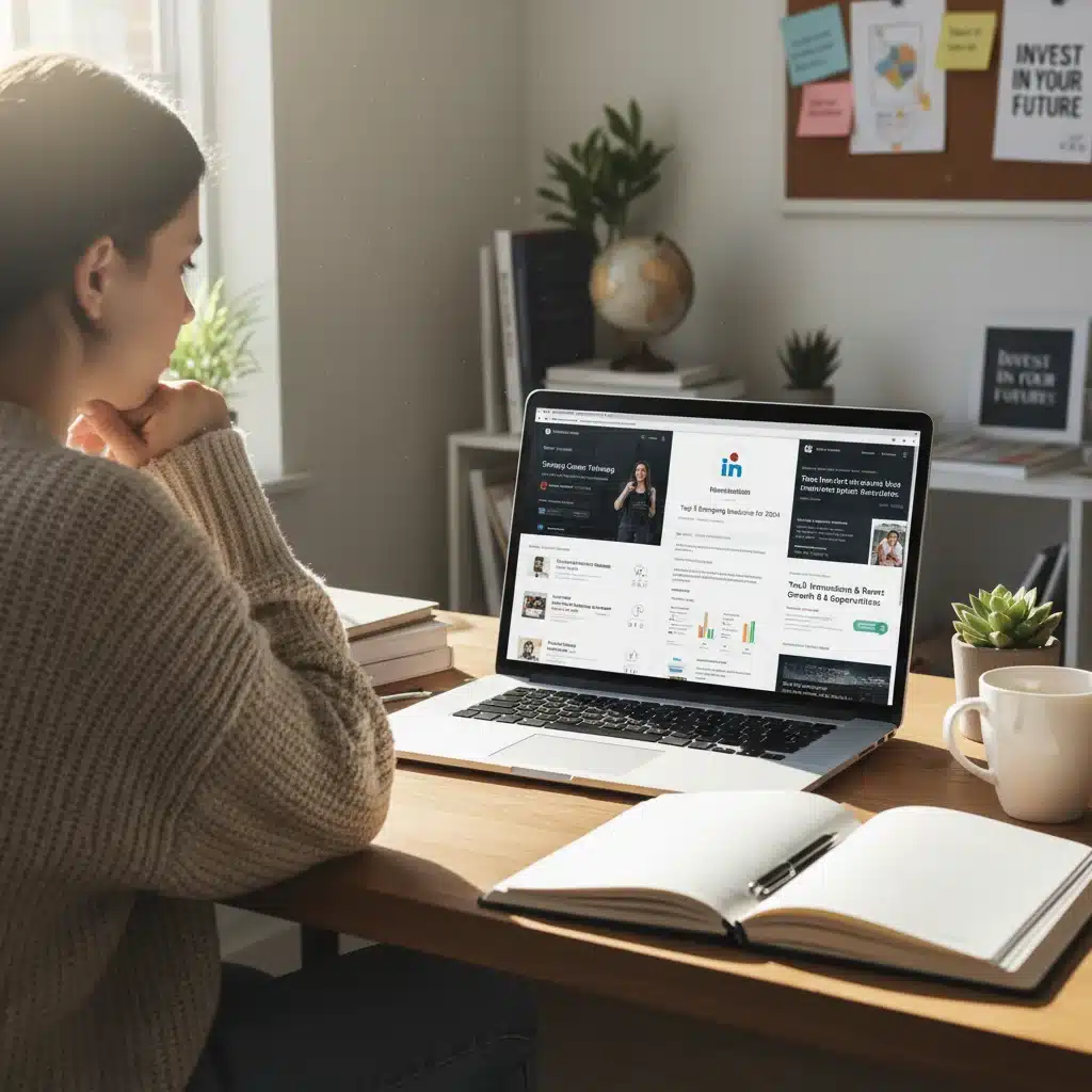 Individual researching career development resources online