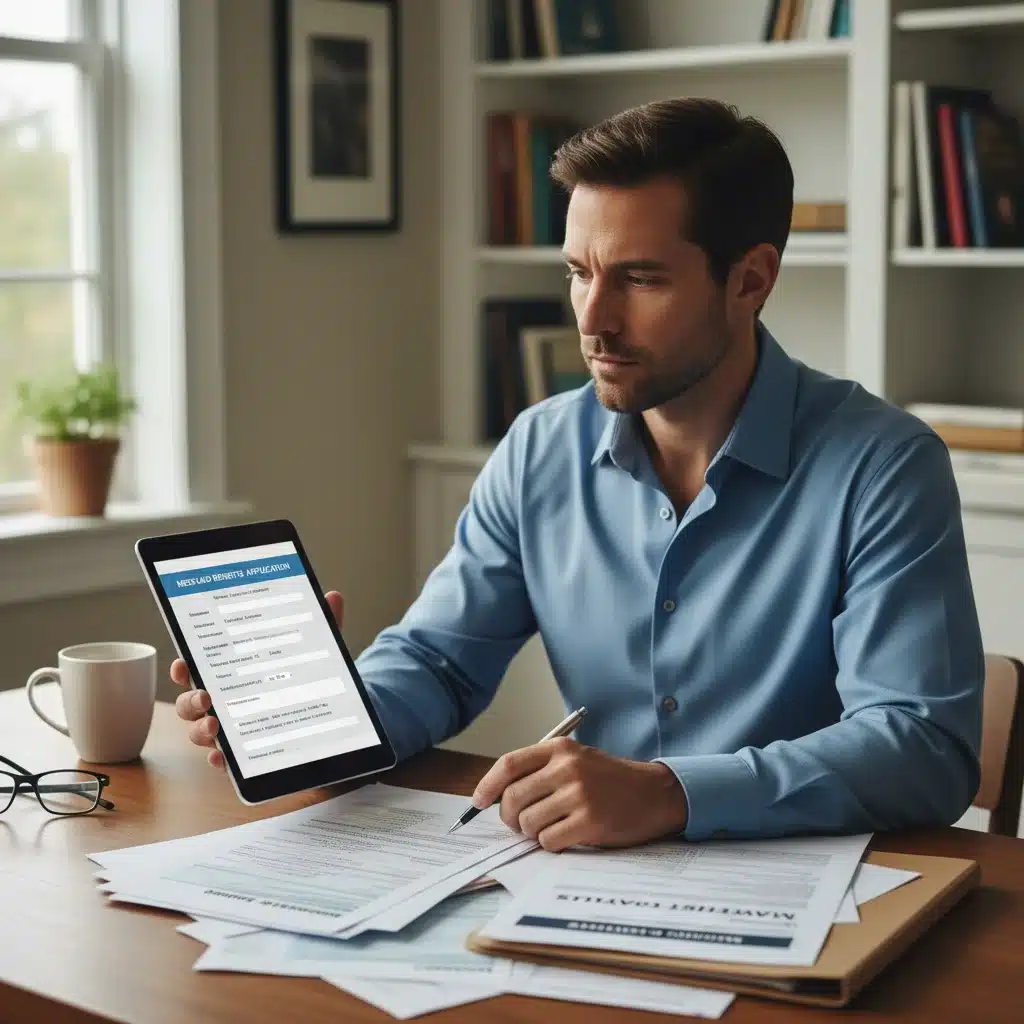 Individual completing online Medicaid application form