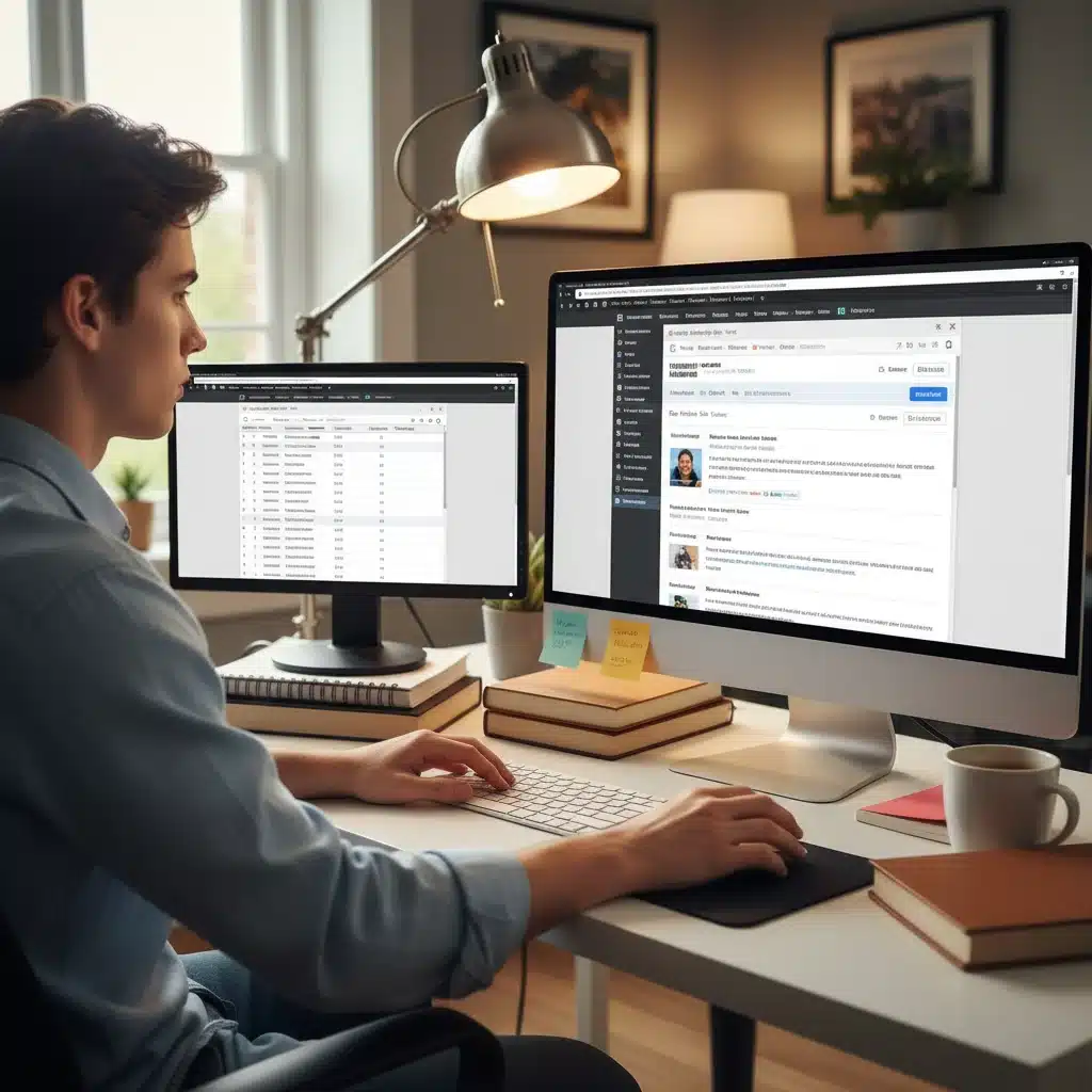 Individual researching scholarship databases online for funding opportunities.