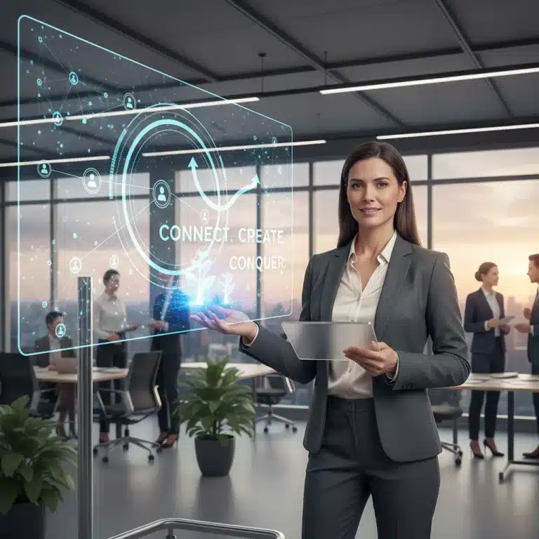 Professional woman confidently presenting her personal brand for career growth in 2026
