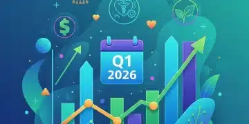 Stock market performance chart for Q1 2026 showing growth across key sectors