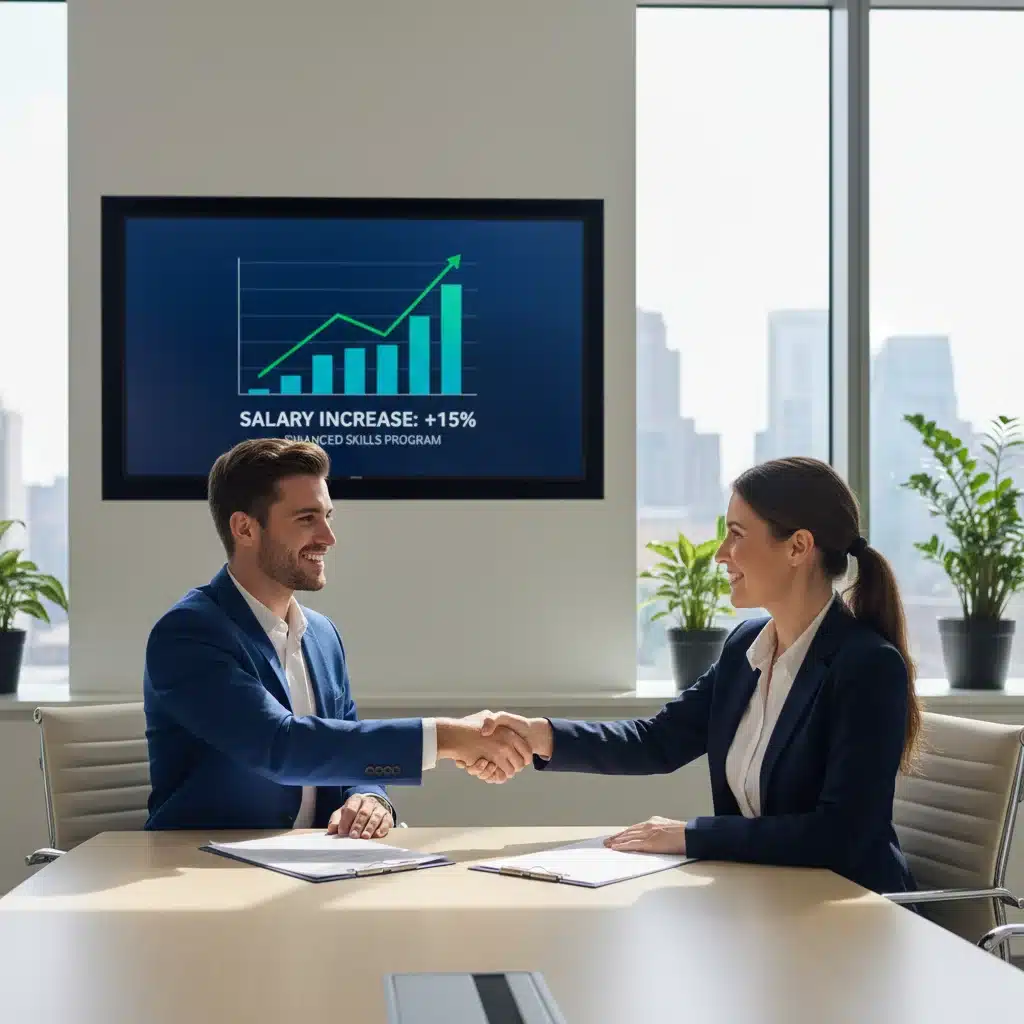 Successful job negotiation after acquiring new skills, showing salary increase