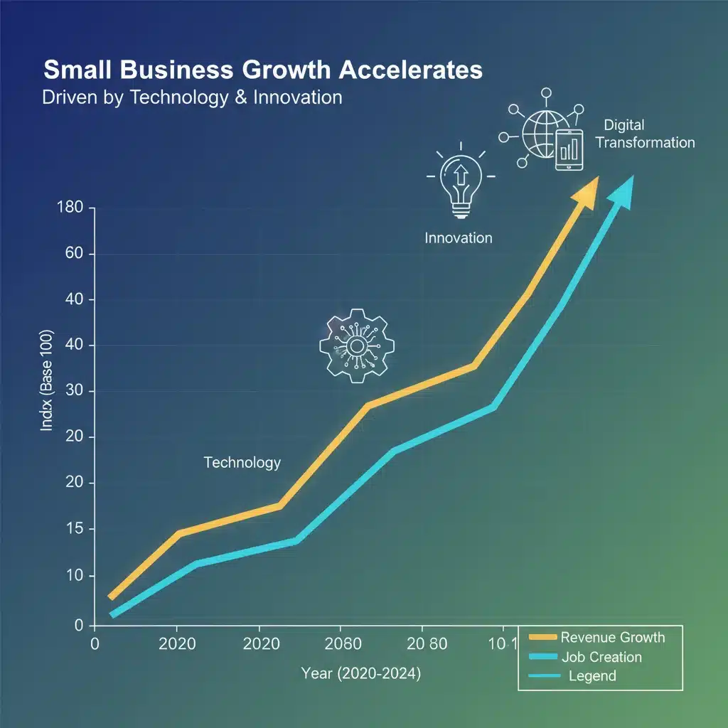 Graph illustrating small business growth and digital transformation trends