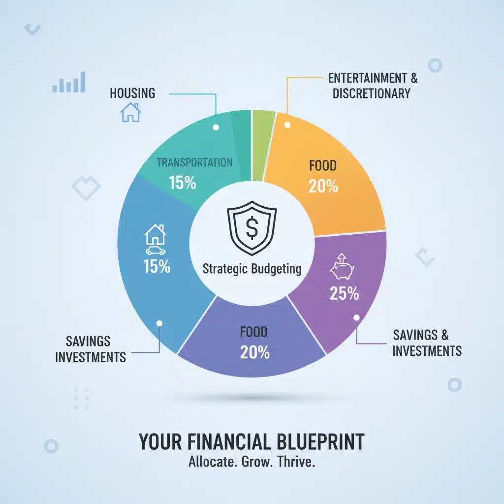 Detailed infographic illustrating strategic budgeting categories and allocations