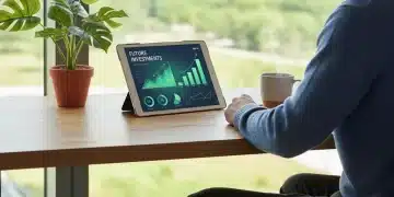 Person reviewing financial data on tablet for sustainable wellness