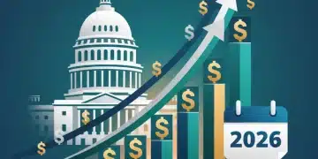 Stylized graphic depicting economic growth and U.S. GDP projections for 2026