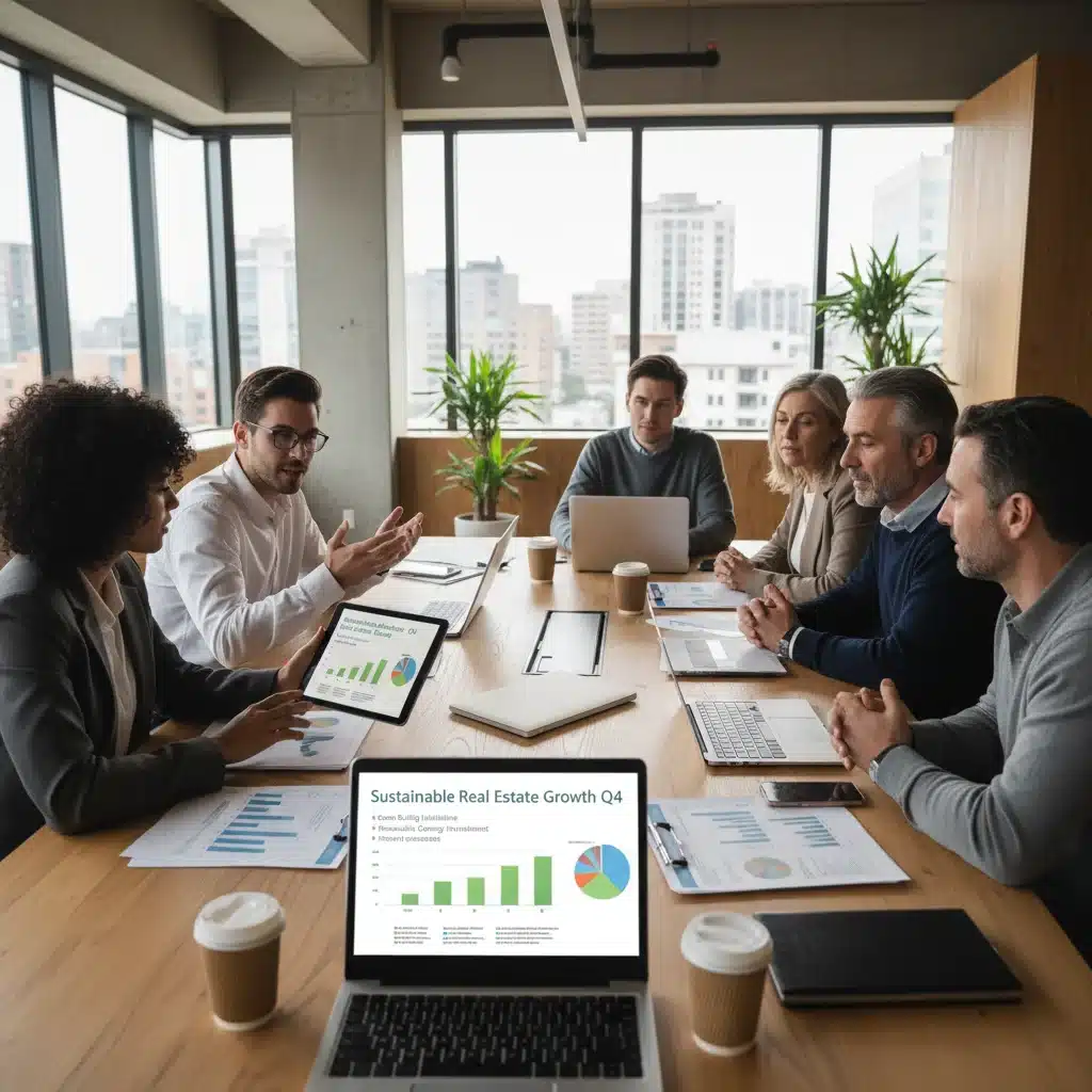 Diverse investors collaborating on sustainable real estate investment strategies.