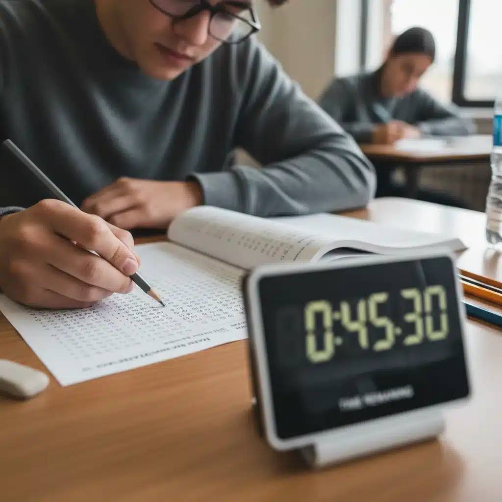 Student confidently taking a standardized test, managing time effectively