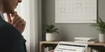 Person reviewing unemployment benefit extension details for 2026 on a tablet